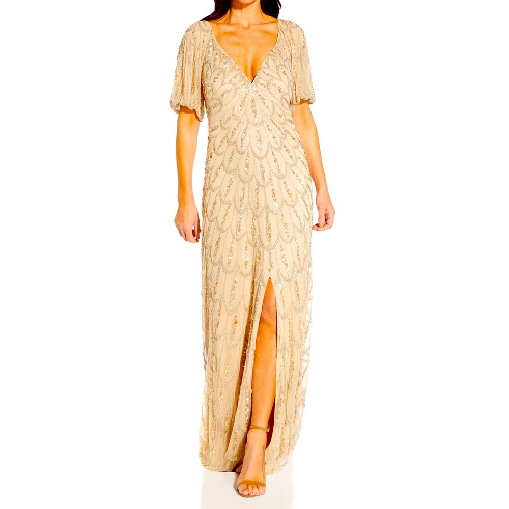 Gold Sequenced Lord and Taylor Formal Dress